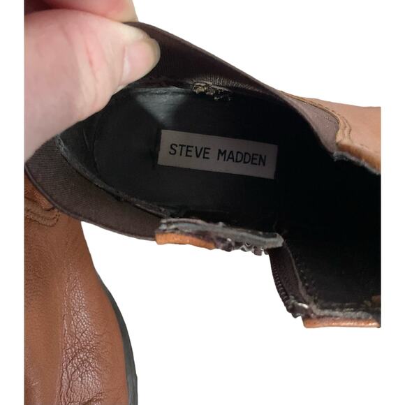 Steve Madden Size 7.5M Brown Bootie Ankle Boot Zip Sides - Picture 13 of 15
